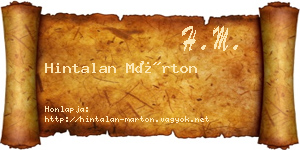 Hintalan Márton névjegykártya